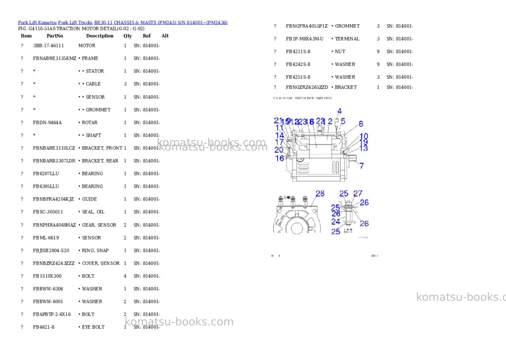 Komatsu BE30-11 CHASSIS & MASTS (PM243) S/N 814001~ Parts catalog cover Page 4 Komatsu BE30-11 CHASSIS & MASTS (PM243) S/N 814001~ Parts catalog cover Page 4