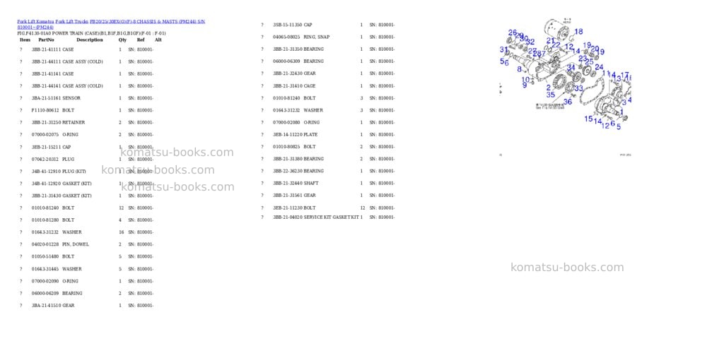 Komatsu FB20/25/30EX(G)(F)-8 CHASSIS & MASTS (PM244) S/N 810001~ Parts catalog cover Komatsu FB20/25/30EX(G)(F)-8 CHASSIS & MASTS (PM244) S/N 810001~ Parts catalog cover