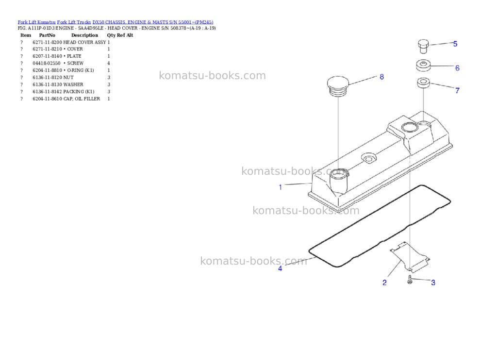 Komatsu dx50 chassis, engine & masts s/n 55001~ Parts catalog cover Page 10