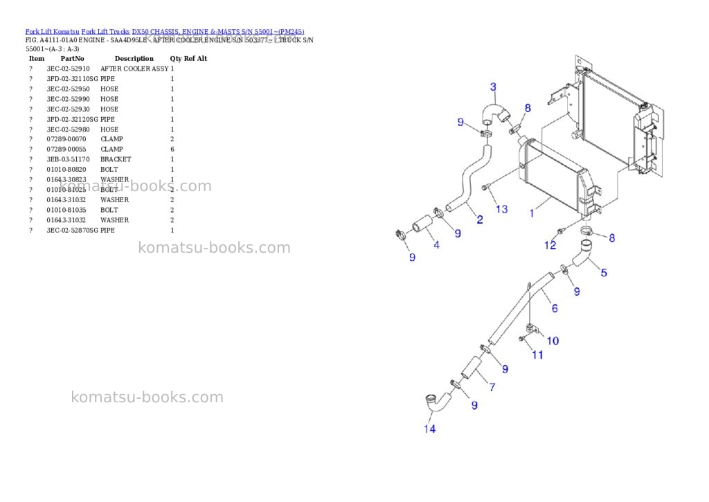 Komatsu dx50 chassis, engine & masts s/n 55001~ Parts catalog cover Page 2