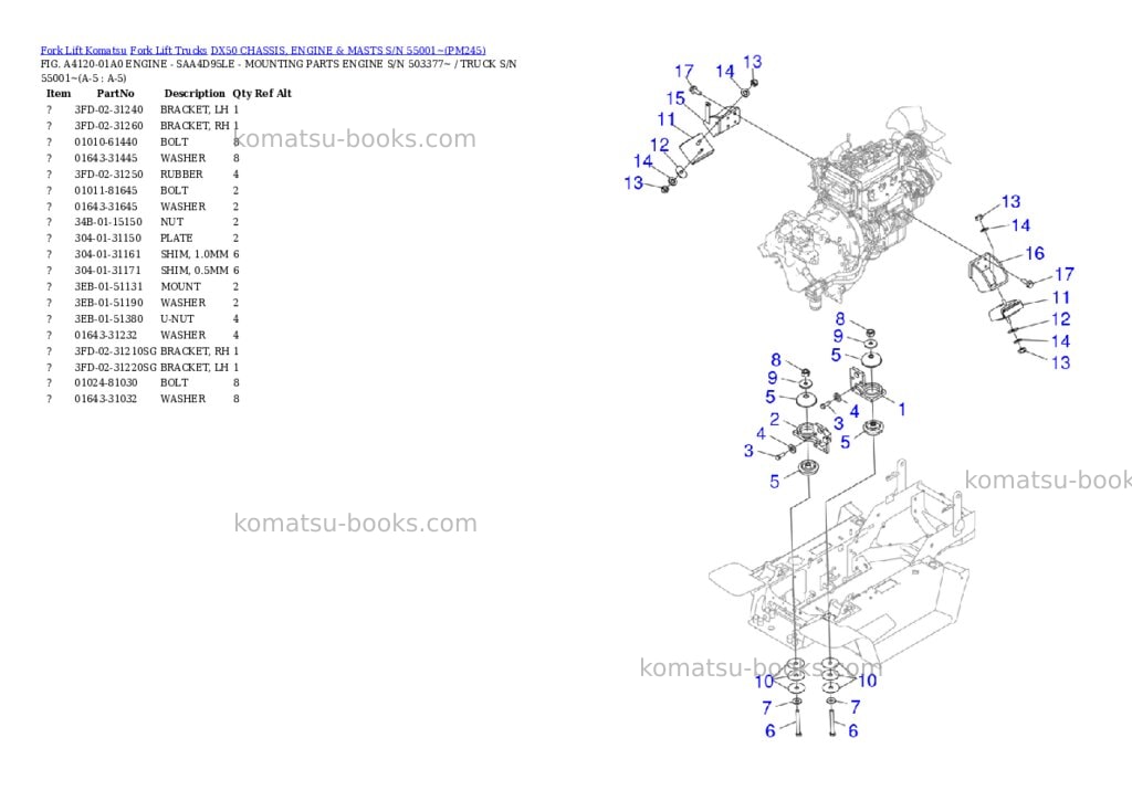 Komatsu dx50 chassis, engine & masts s/n 55001~ Parts catalog cover Page 3