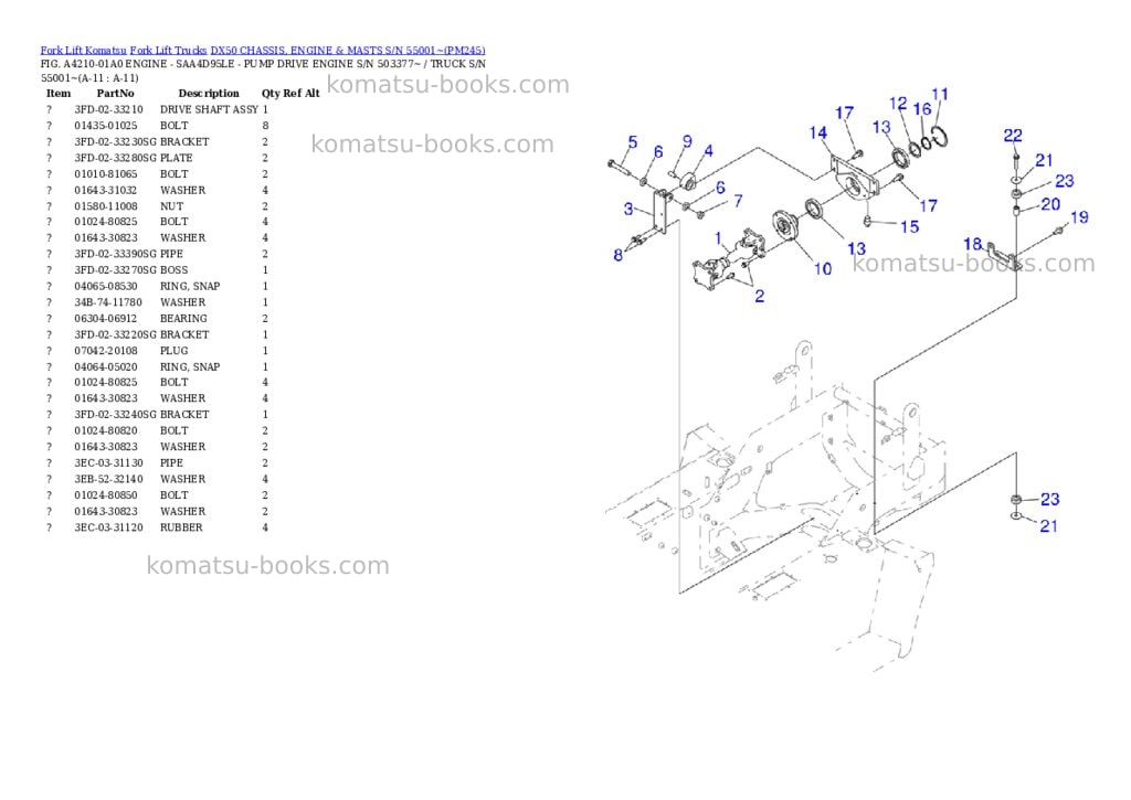 Komatsu dx50 chassis, engine & masts s/n 55001~ Parts catalog cover Page 6