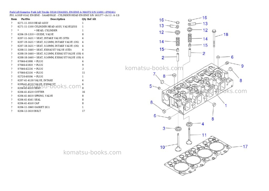 Komatsu dx50 chassis, engine & masts s/n 55001~ Parts catalog cover Page 7