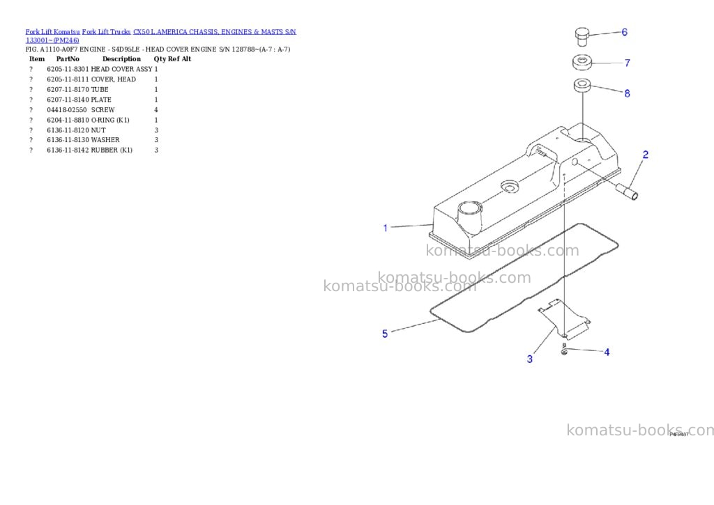 Komatsu cx50 l.america chassis, engines & masts s/n 133001~ Parts catalog cover Page 4 Komatsu cx50 l.america chassis, engines & masts s/n 133001~ Parts catalog cover Page 4