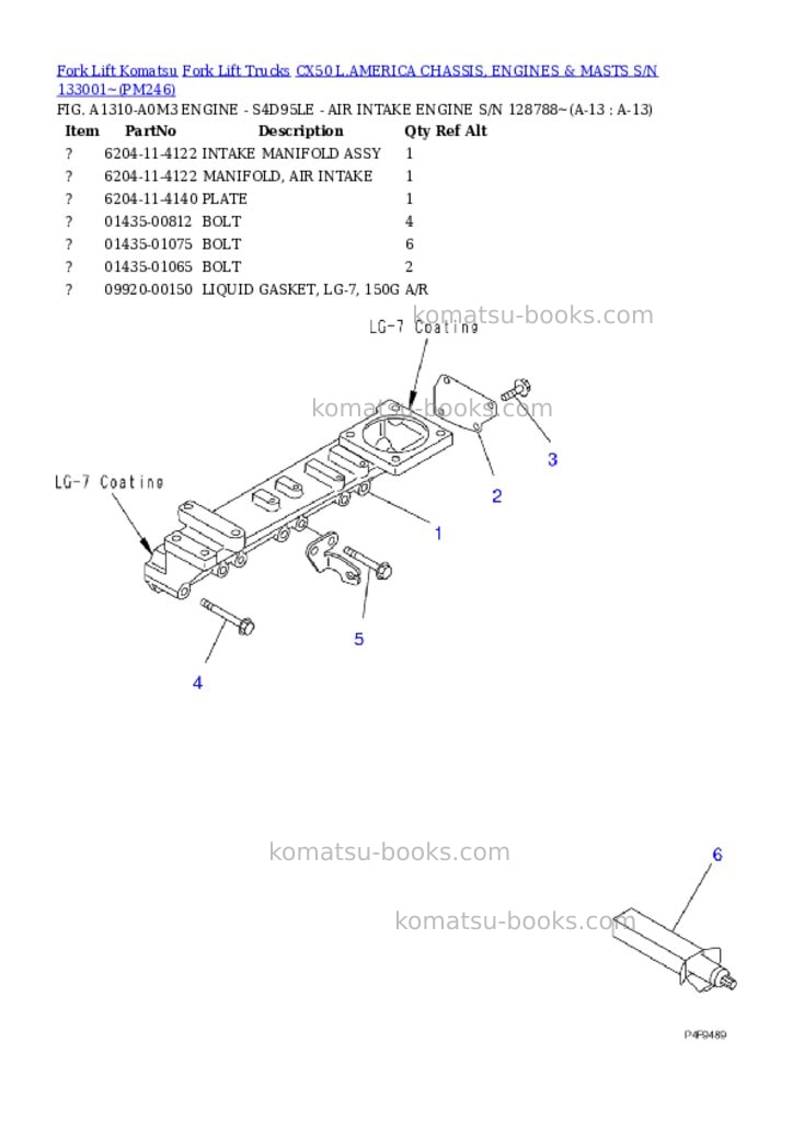 Komatsu cx50 l.america chassis, engines & masts s/n 133001~ Parts catalog cover Page 7 Komatsu cx50 l.america chassis, engines & masts s/n 133001~ Parts catalog cover Page 7