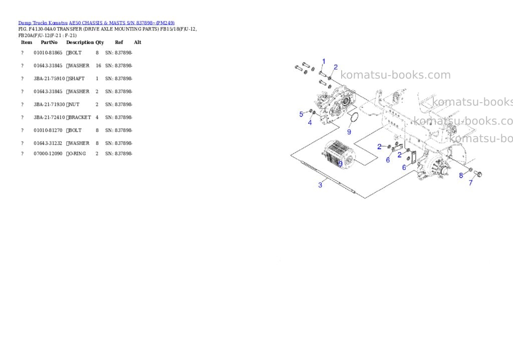Komatsu ae50 chassis & masts s/n 837898~ Parts catalog cover Page 6 Komatsu ae50 chassis & masts s/n 837898~ Parts catalog cover Page 6