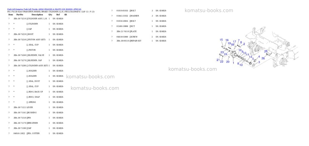 Komatsu am50 chassis & masts s/n 826828~ Parts catalog cover Page 2 Komatsu am50 chassis & masts s/n 826828~ Parts catalog cover Page 2