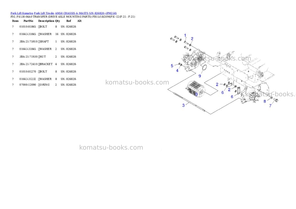 Komatsu am50 chassis & masts s/n 826828~ Parts catalog cover Page 6 Komatsu am50 chassis & masts s/n 826828~ Parts catalog cover Page 6