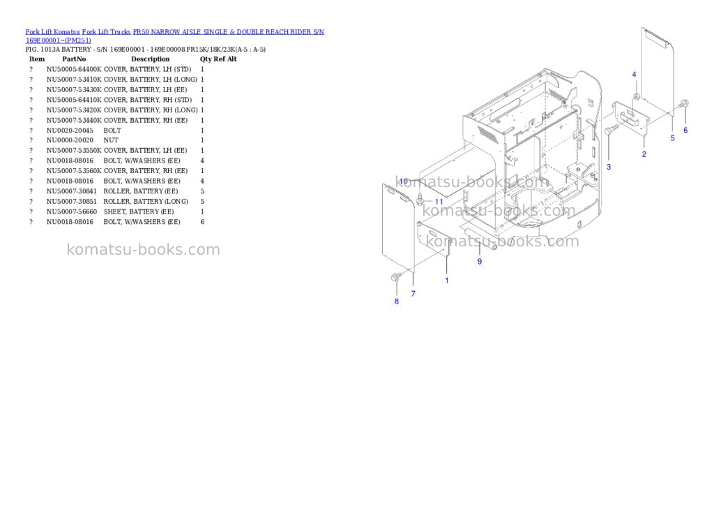 Komatsu fr50 narrow aisle single & double reach rider s/n 169e00001~ Parts catalog cover Page 3 Komatsu fr50 narrow aisle single & double reach rider s/n 169e00001~ Parts catalog cover Page 3