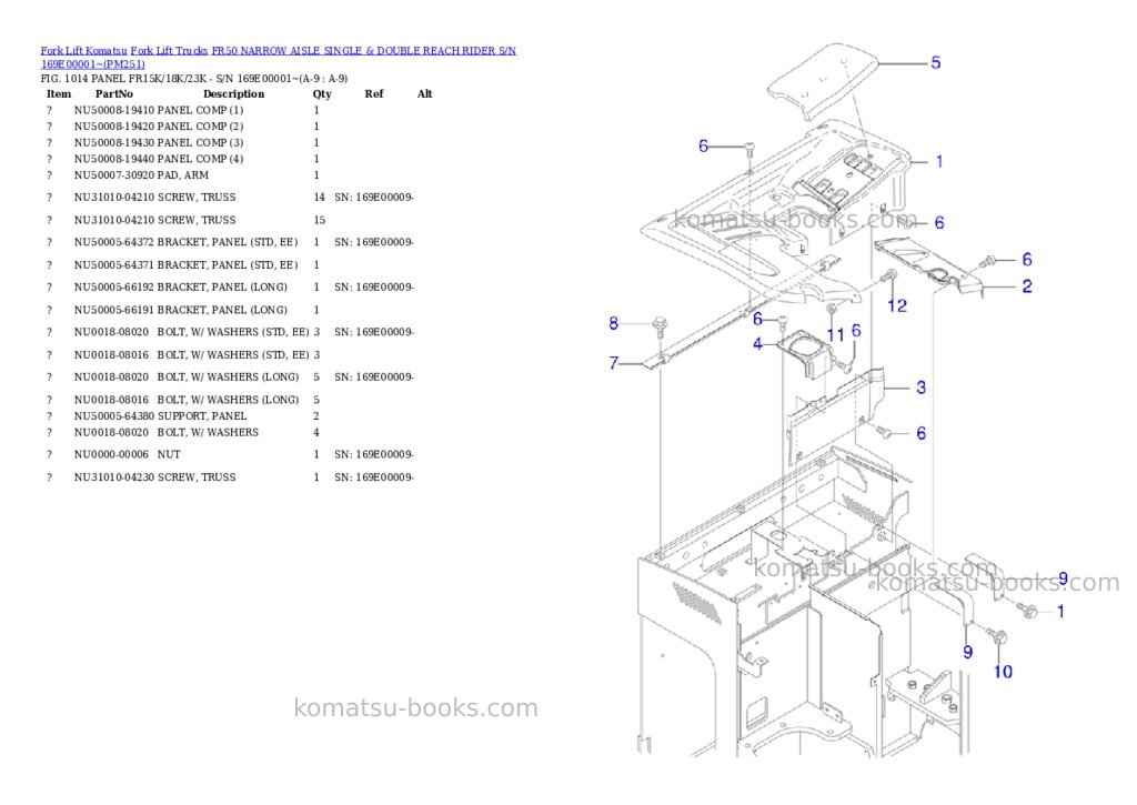Komatsu fr50 narrow aisle single & double reach rider s/n 169e00001~ Parts catalog cover Page 5 Komatsu fr50 narrow aisle single & double reach rider s/n 169e00001~ Parts catalog cover Page 5