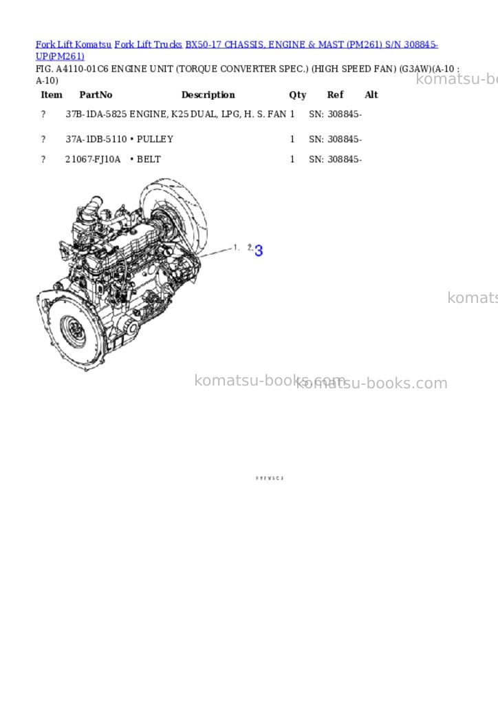 Komatsu BX50-17 CHASSIS, ENGINE & MAST (PM261) S/N 308845-UP Parts catalog cover Page 10 Komatsu BX50-17 CHASSIS, ENGINE & MAST (PM261) S/N 308845-UP Parts catalog cover Page 10