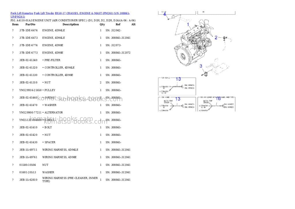Komatsu BX50-17 CHASSIS, ENGINE & MAST (PM261) S/N 308845-UP Parts catalog cover Page 4 Komatsu BX50-17 CHASSIS, ENGINE & MAST (PM261) S/N 308845-UP Parts catalog cover Page 4