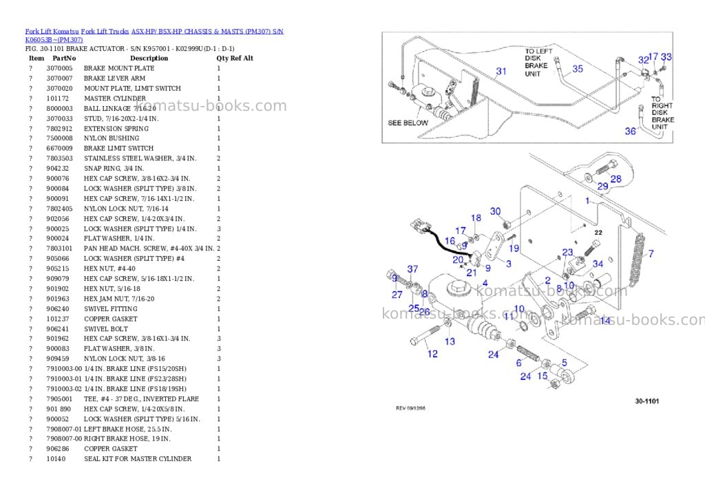 Komatsu ASX-HP/ BSX-HP CHASSIS & MASTS (PM307) S/N K06053B~ Parts catalog cover Page 5
