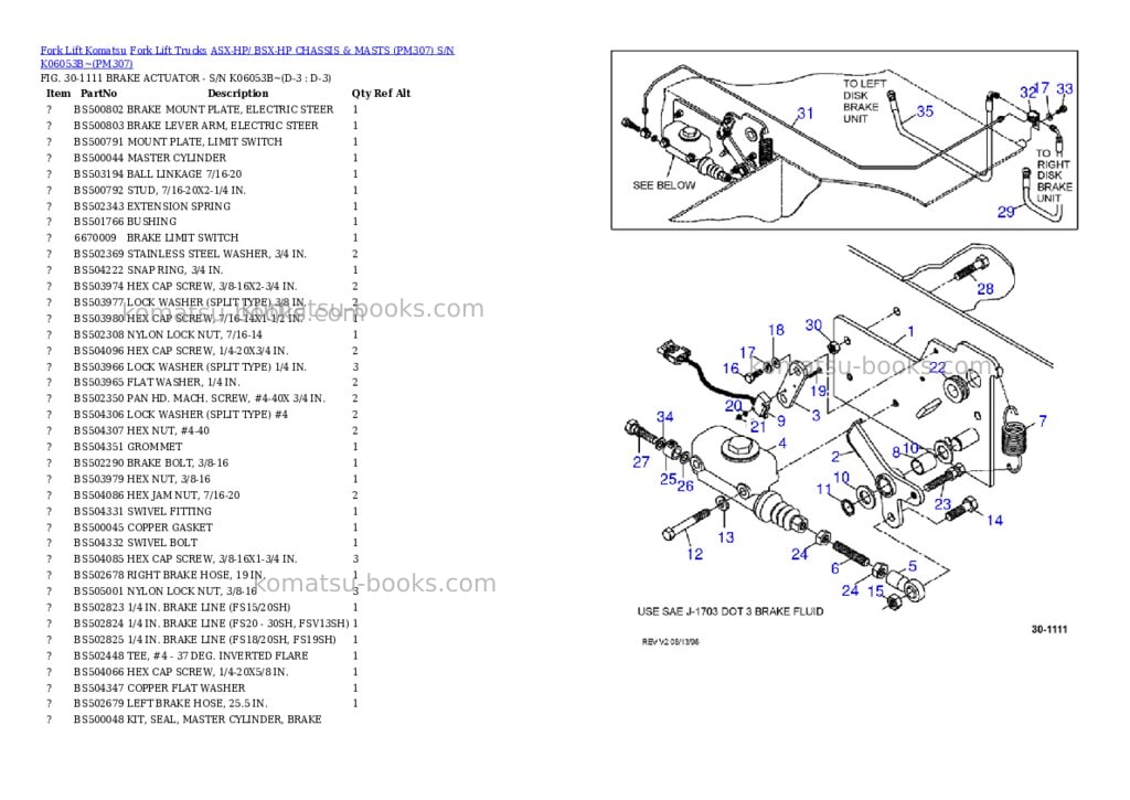 Komatsu ASX-HP/ BSX-HP CHASSIS & MASTS (PM307) S/N K06053B~ Parts catalog cover Page 6