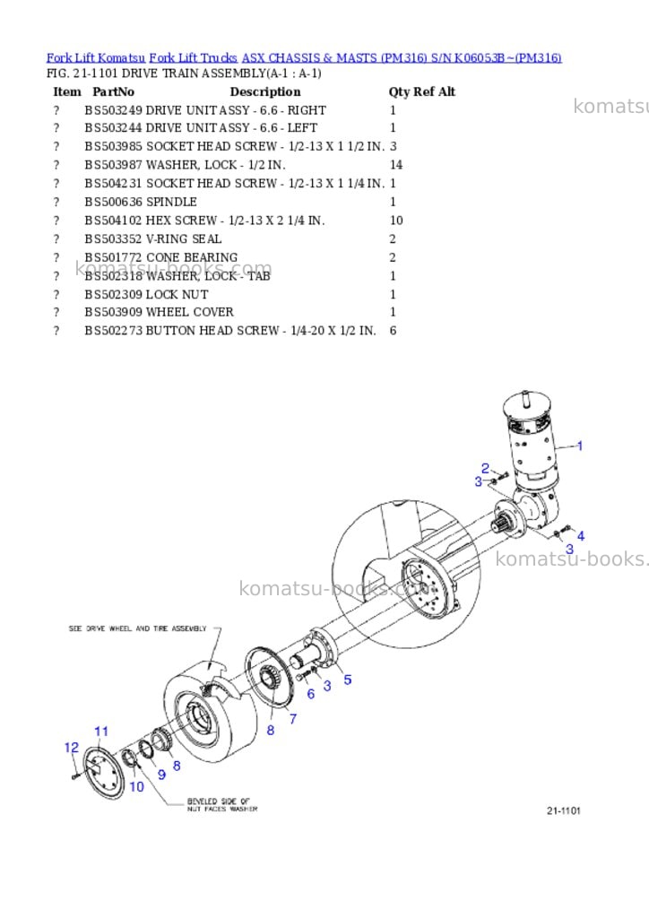 Komatsu ASX CHASSIS & MASTS (PM316) S/N K06053B~ Parts catalog cover Komatsu ASX CHASSIS & MASTS (PM316) S/N K06053B~ Parts catalog cover