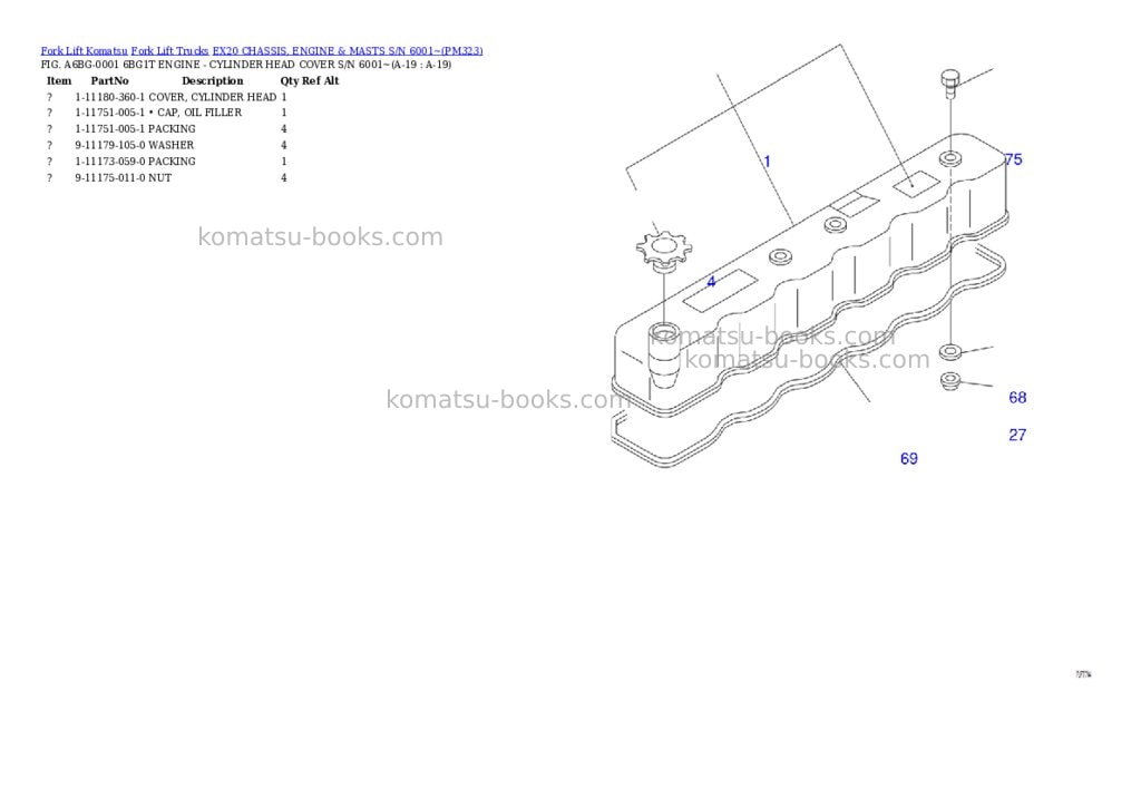 Komatsu ex20 chassis, engine & masts s/n 6001~ Parts catalog cover Page 10