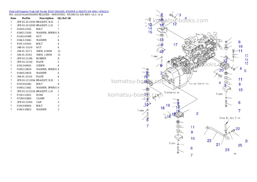 Komatsu ex20 chassis, engine & masts s/n 6001~ Parts catalog cover Page 2
