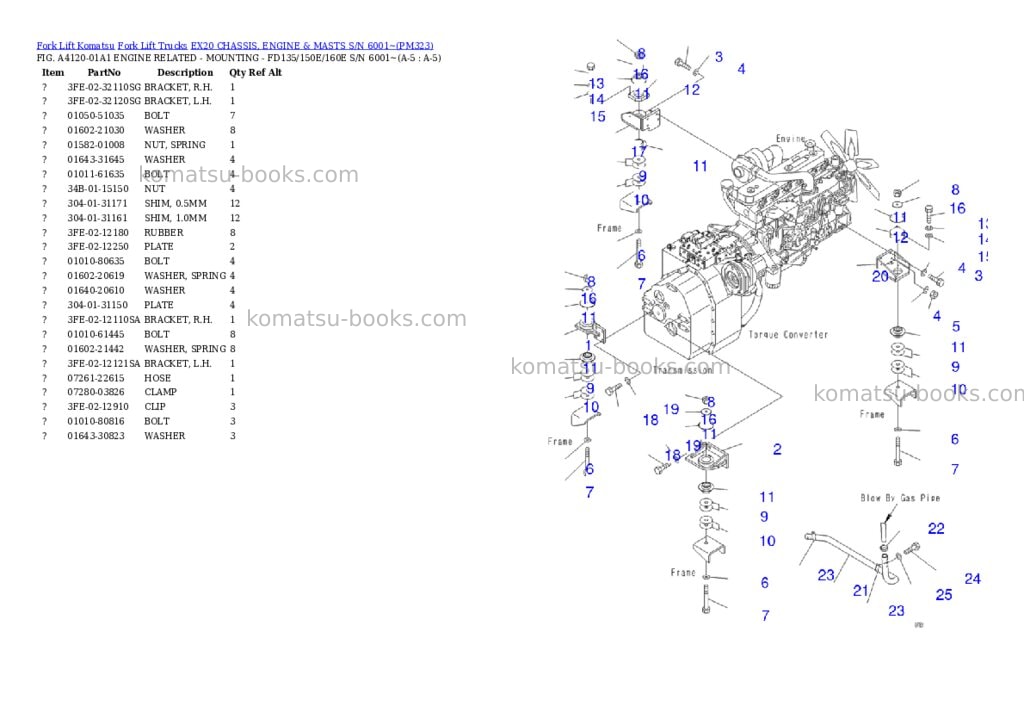Komatsu ex20 chassis, engine & masts s/n 6001~ Parts catalog cover Page 3