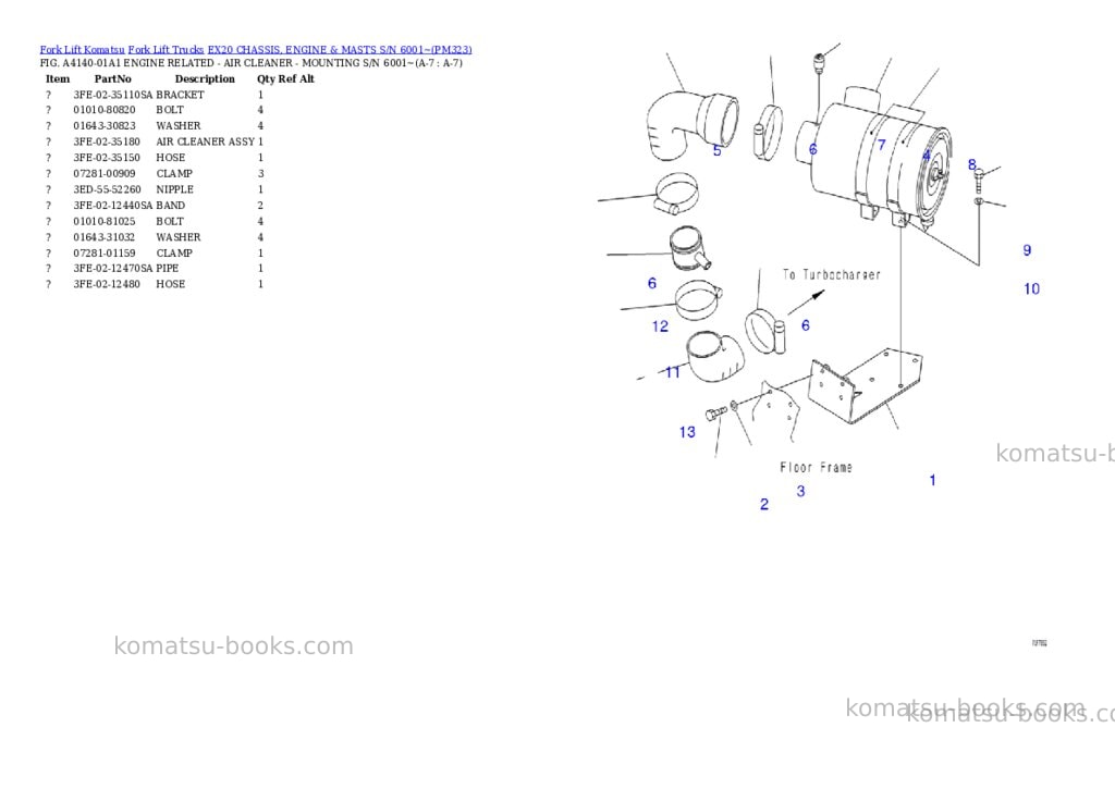 Komatsu ex20 chassis, engine & masts s/n 6001~ Parts catalog cover Page 4