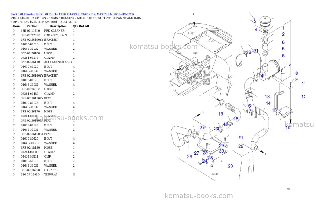 Komatsu ex20 chassis, engine & masts s/n 6001~ Parts catalog cover Page 7