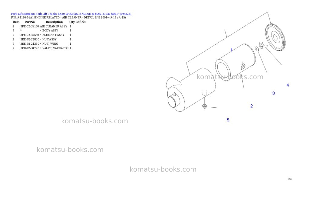 Komatsu ex20 chassis, engine & masts s/n 6001~ Parts catalog cover Page 8