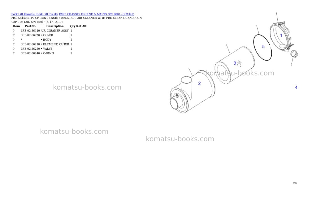 Komatsu ex20 chassis, engine & masts s/n 6001~ Parts catalog cover Page 9