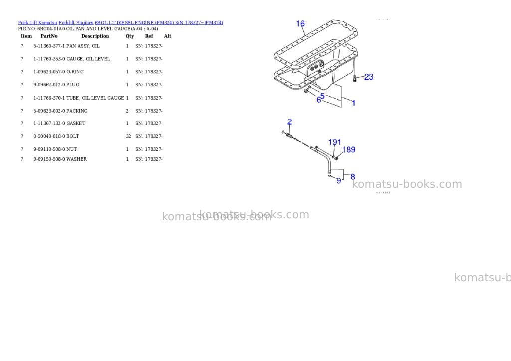 Komatsu 6BG1-1-T DIESEL ENGINE (PM324) S/N 178327~ Parts catalog cover Page 4 Komatsu 6BG1-1-T DIESEL ENGINE (PM324) S/N 178327~ Parts catalog cover Page 4