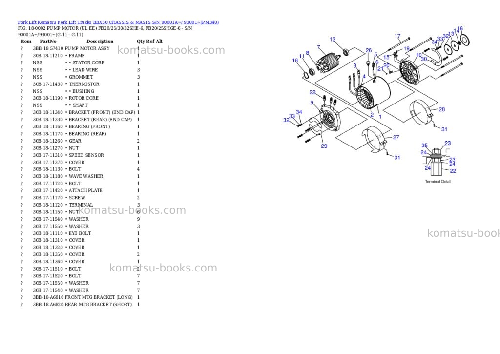 Komatsu BBX50 CHASSIS & MASTS S/N 90001A~/ 93001~ Parts catalog cover Page 6