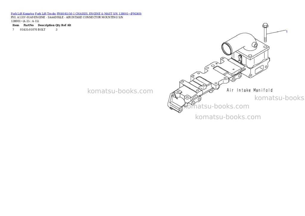 Komatsu FH40/45/50-1 CHASSIS, ENGINE & MAST S/N 138001~ Parts catalog cover Page 8