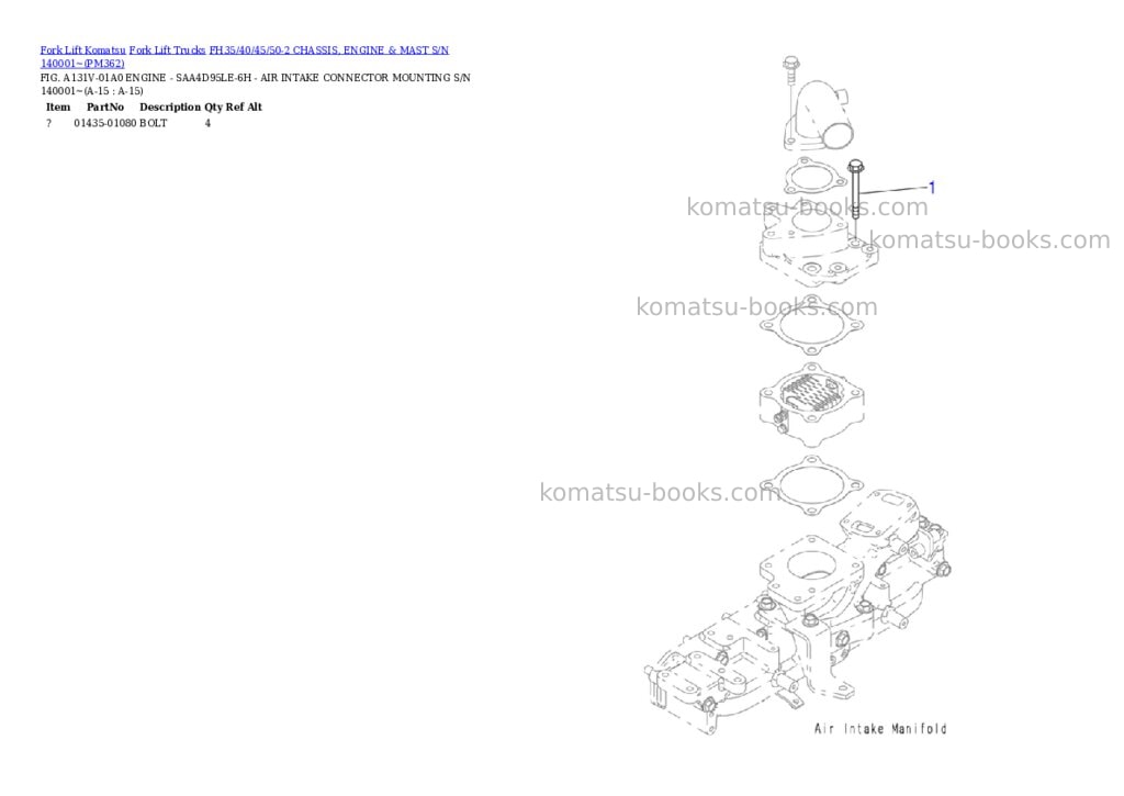 Komatsu FH35/40/45/50-2 CHASSIS, ENGINE & MAST S/N 140001~ Parts catalog cover Page 8