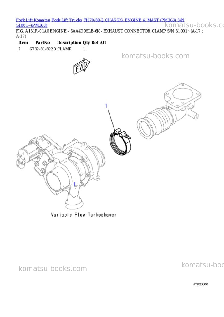Komatsu FH70/80-2 CHASSIS, ENGINE & MAST (PM363) S/N 51001~ Parts catalog cover Page 9