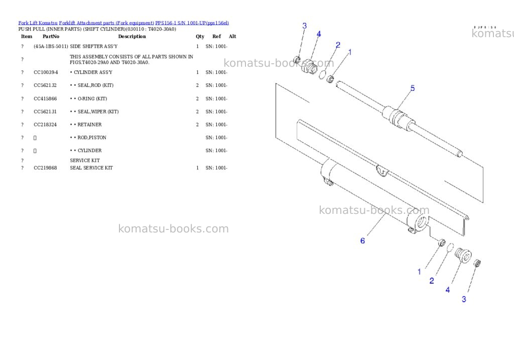 Komatsu pps156-1 s/n 1001-up Parts catalog cover Page 10 Komatsu pps156-1 s/n 1001-up Parts catalog cover Page 10