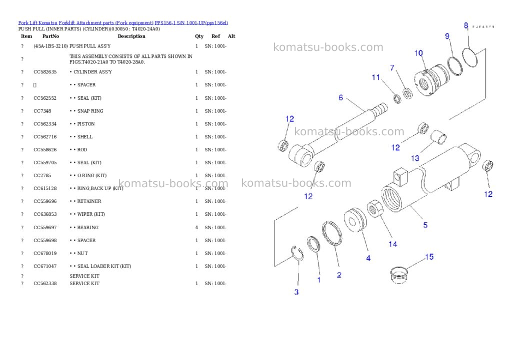 Komatsu pps156-1 s/n 1001-up Parts catalog cover Page 4 Komatsu pps156-1 s/n 1001-up Parts catalog cover Page 4