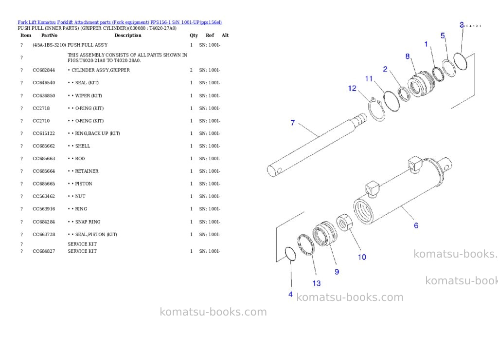 Komatsu pps156-1 s/n 1001-up Parts catalog cover Page 7 Komatsu pps156-1 s/n 1001-up Parts catalog cover Page 7