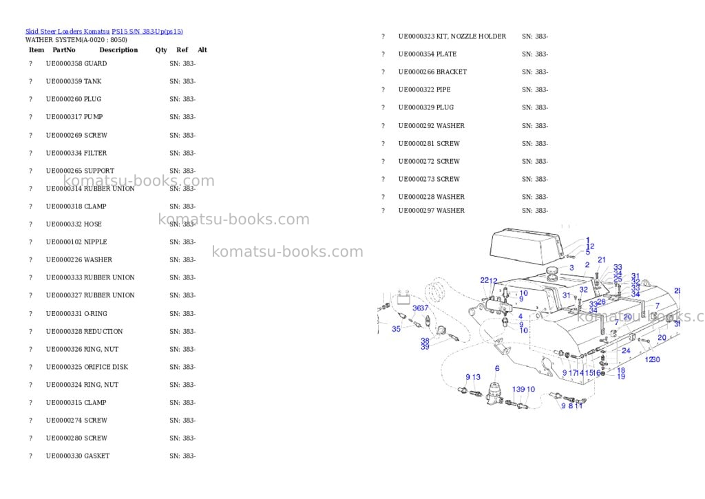 Komatsu ps15 s/n 383-up Parts catalog cover Komatsu ps15 s/n 383-up Parts catalog cover