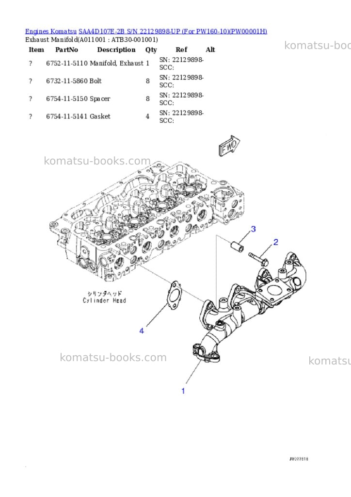 Komatsu saa4d107e-2b s/n 22129898-up for pw160-10 Parts catalog cover Page 10 Komatsu saa4d107e-2b s/n 22129898-up for pw160-10 Parts catalog cover Page 10