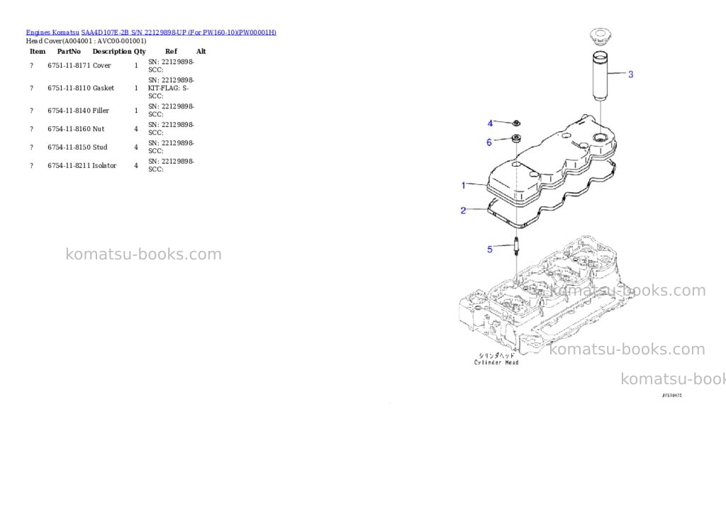 Komatsu saa4d107e-2b s/n 22129898-up for pw160-10 Parts catalog cover Page 3 Komatsu saa4d107e-2b s/n 22129898-up for pw160-10 Parts catalog cover Page 3