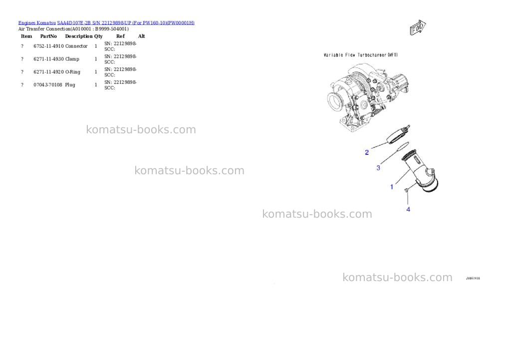Komatsu saa4d107e-2b s/n 22129898-up for pw160-10 Parts catalog cover Page 9 Komatsu saa4d107e-2b s/n 22129898-up for pw160-10 Parts catalog cover Page 9