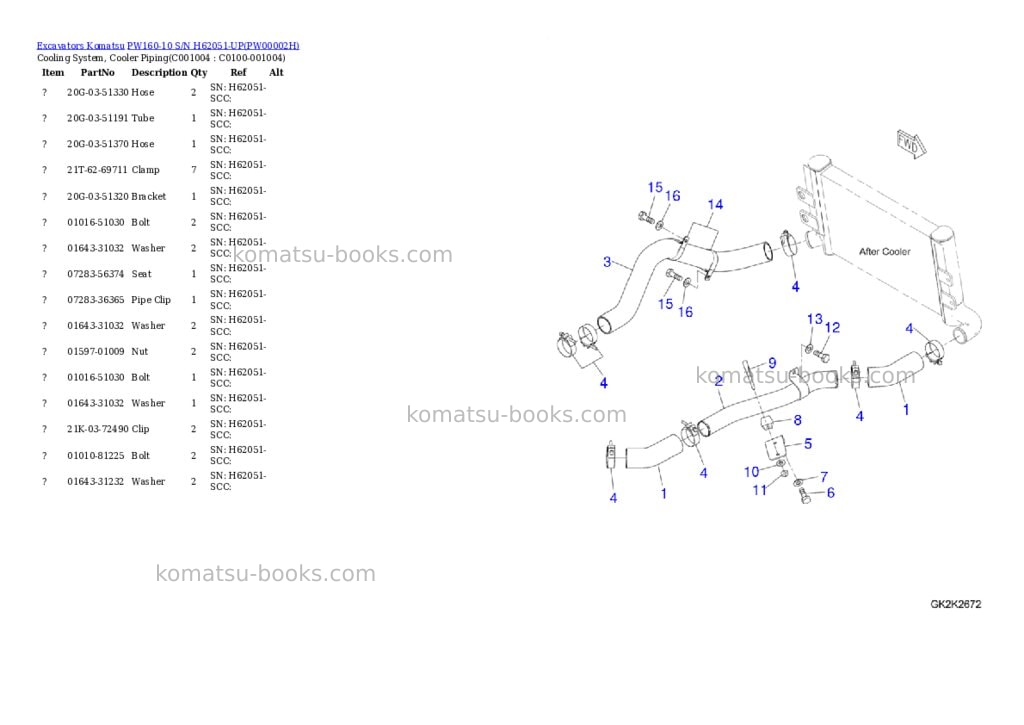 Komatsu pw160-10 s/n h62051-up Parts catalog cover Page 10
