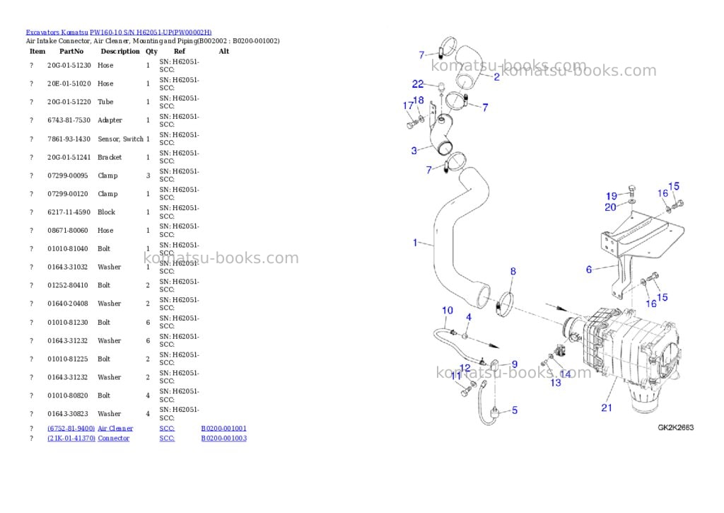 Komatsu pw160-10 s/n h62051-up Parts catalog cover Page 2