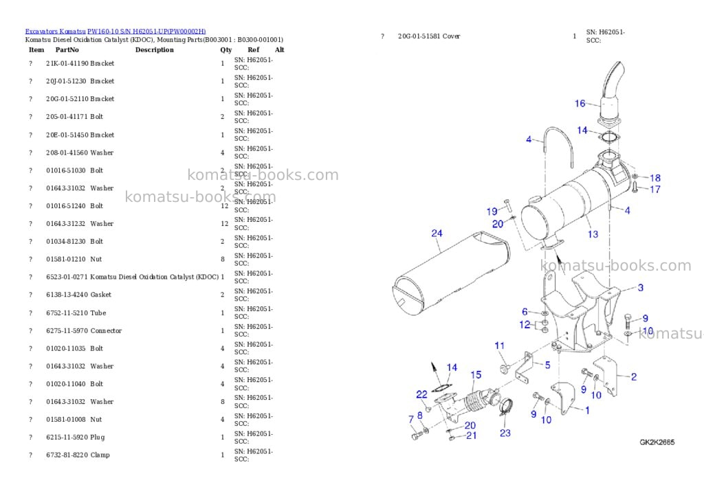 Komatsu pw160-10 s/n h62051-up Parts catalog cover Page 4