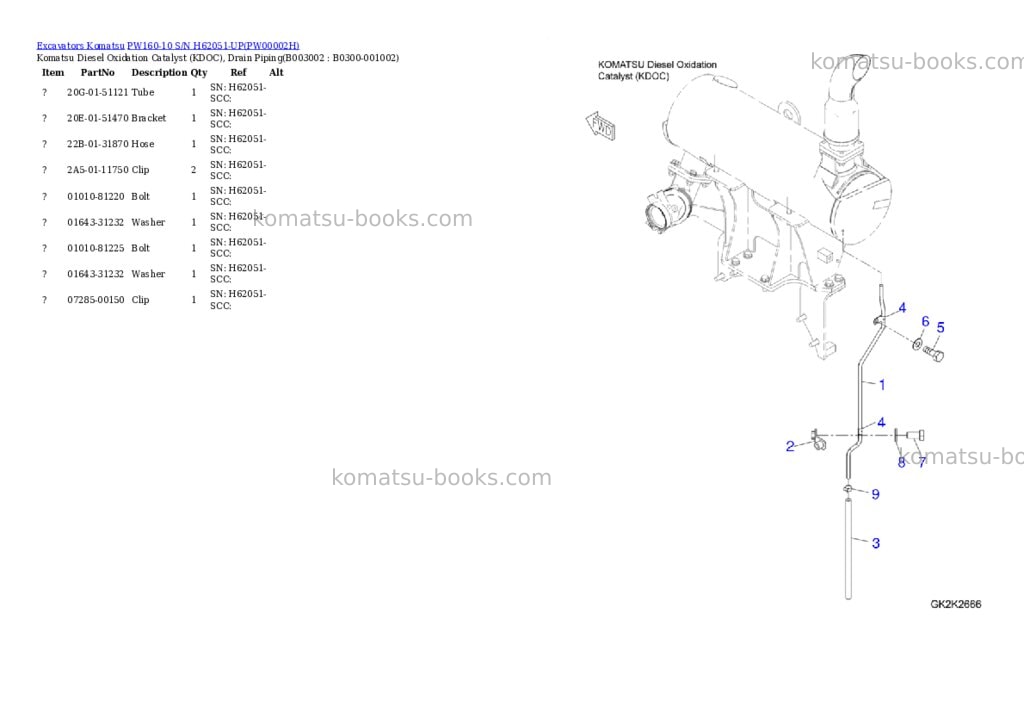 Komatsu pw160-10 s/n h62051-up Parts catalog cover Page 5
