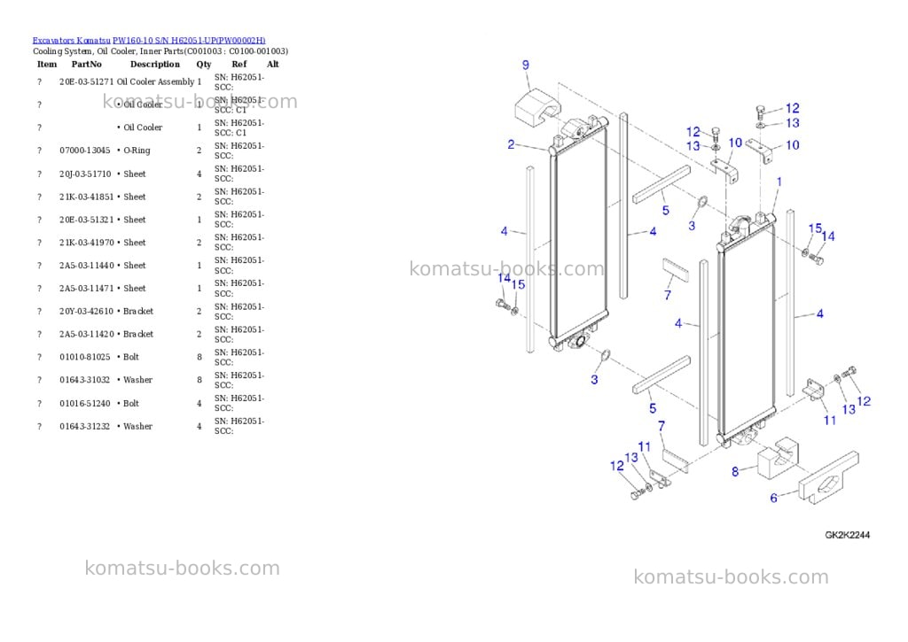 Komatsu pw160-10 s/n h62051-up Parts catalog cover Page 9