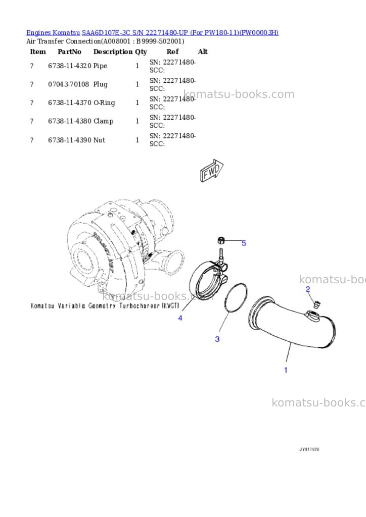 Komatsu saa6d107e-3c s/n 22271480-up for pw180-11 Parts catalog cover Page 7