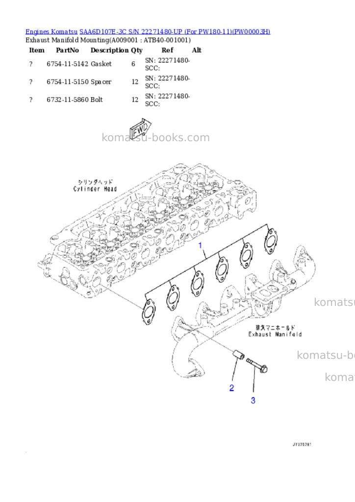 Komatsu saa6d107e-3c s/n 22271480-up for pw180-11 Parts catalog cover Page 8