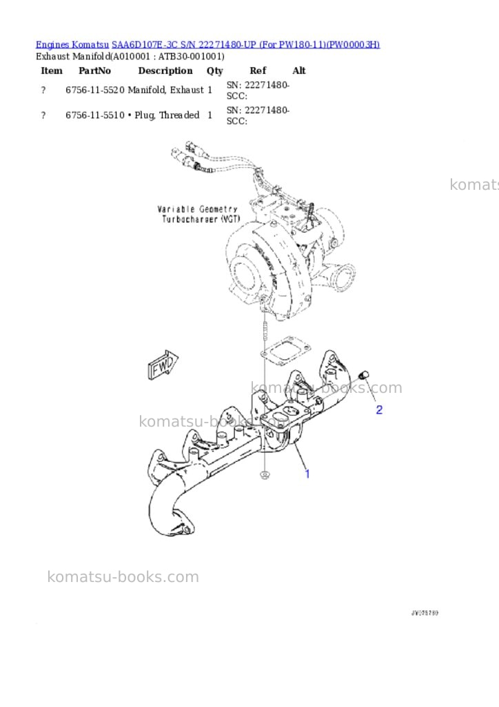 Komatsu saa6d107e-3c s/n 22271480-up for pw180-11 Parts catalog cover Page 9