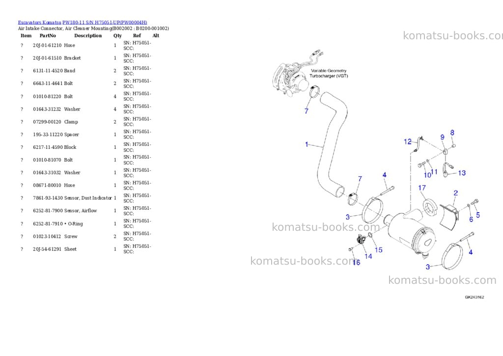 Komatsu pw180-11 s/n h75051-up Parts catalog cover Page 2