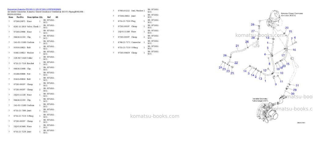 Komatsu pw180-11 s/n h75051-up Parts catalog cover Page 4