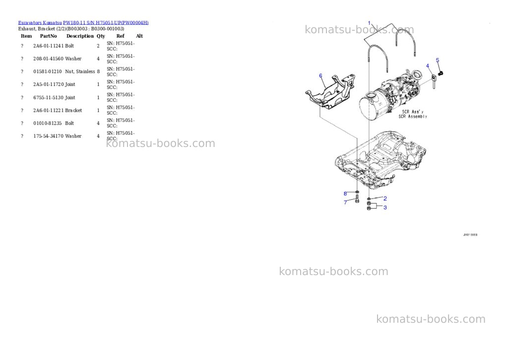 Komatsu pw180-11 s/n h75051-up Parts catalog cover Page 7