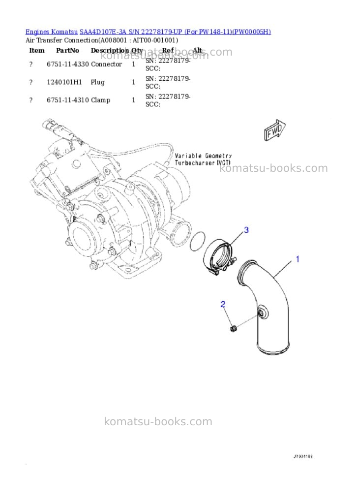 Komatsu saa4d107e-3a s/n 22278179-up for pw148-11 Parts catalog cover Page 7